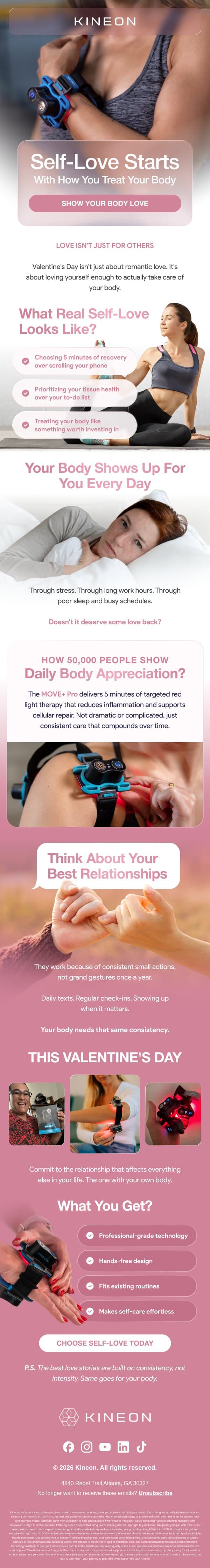 This Valentine's Day, love your body back email from Kineon screenshot