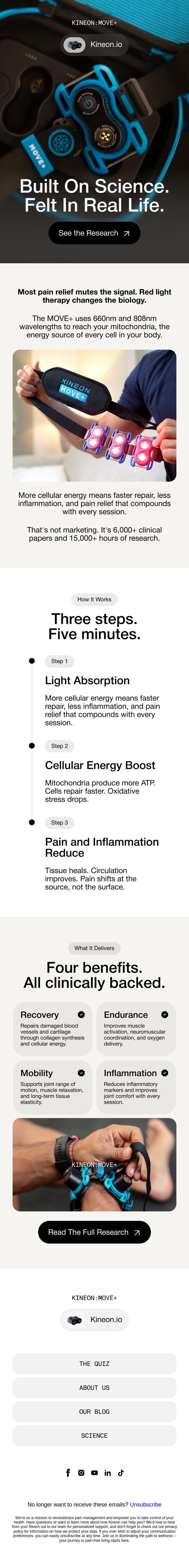 The science that makes 5 minutes actually work email from Kineon screenshot