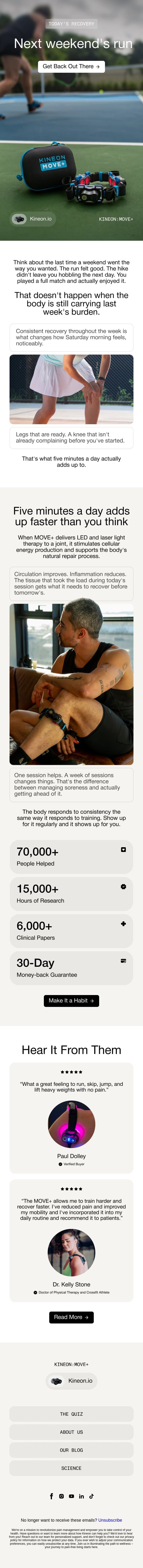 Future you is counting on today's recovery email from Kineon screenshot