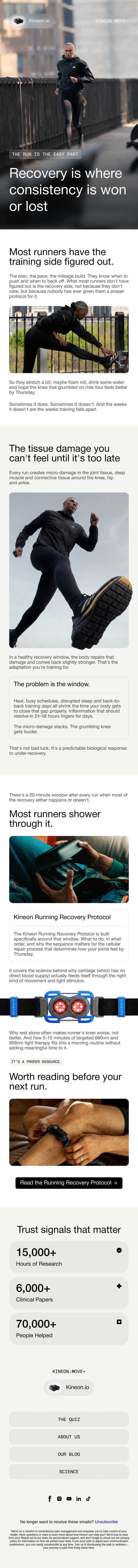 Your run is only half of it email from Kineon screenshot