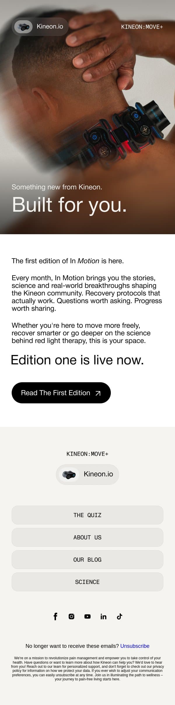 In Motion: The First Kineon Newsletter Has Arrived email from Kineon screenshot