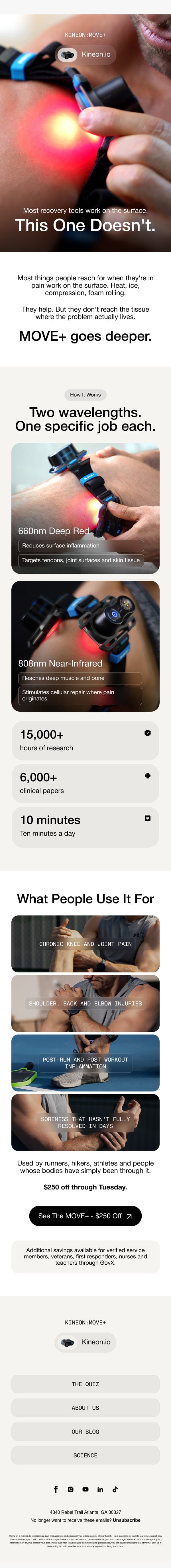 Your body is keeping score. Here's how to settle it. email from Kineon screenshot