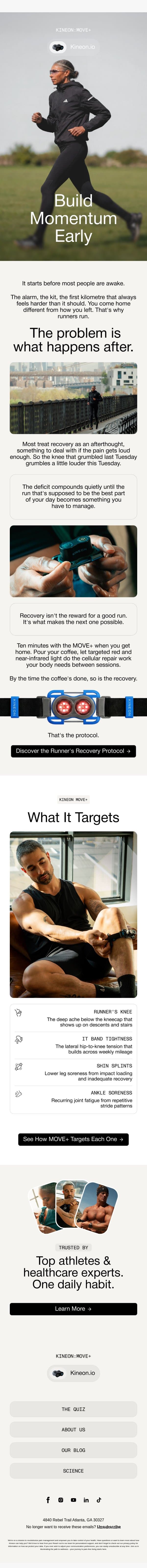 Your run is only half the equation email from Kineon screenshot