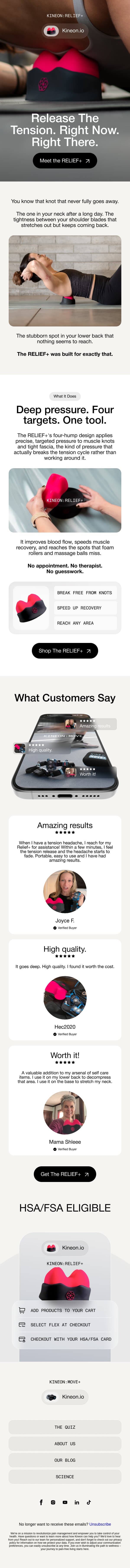 The muscle knot you've been ignoring has met its match email from Kineon screenshot