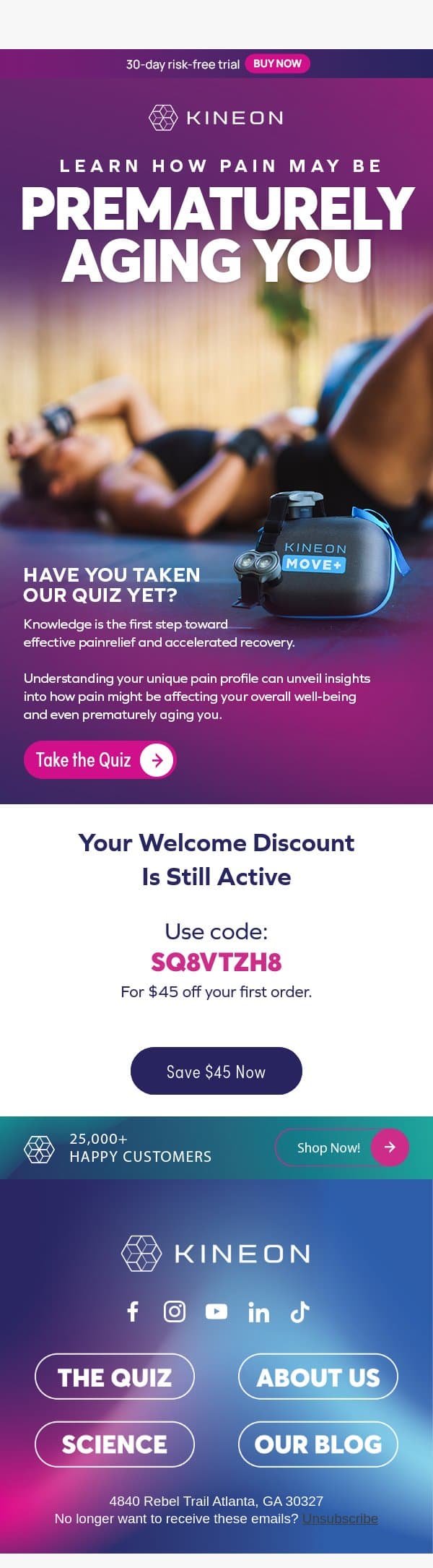 How old is your body? 🤔 email from Kineon screenshot