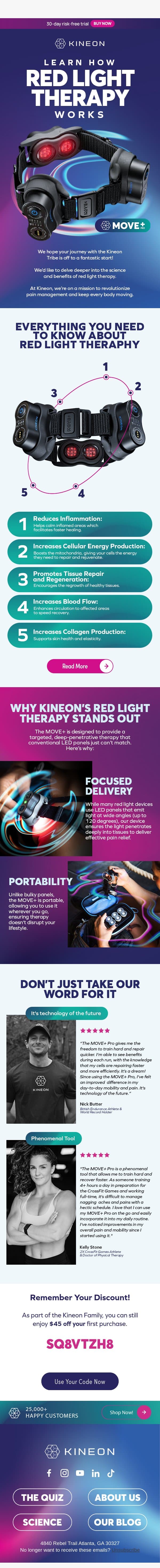 We're revolutionizing pain management 🏃🏻‍♂️ email from Kineon screenshot