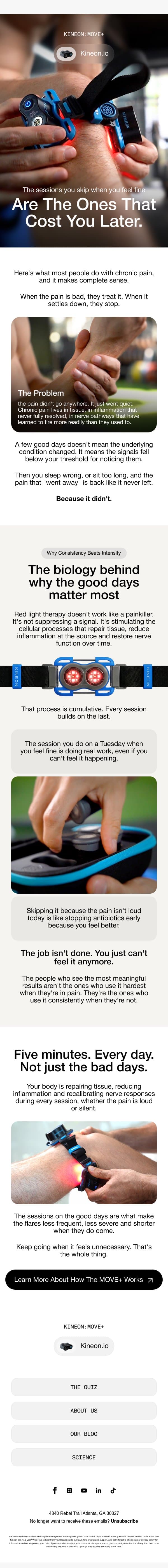 The mistake most chronic pain sufferers make on their good days email from Kineon screenshot