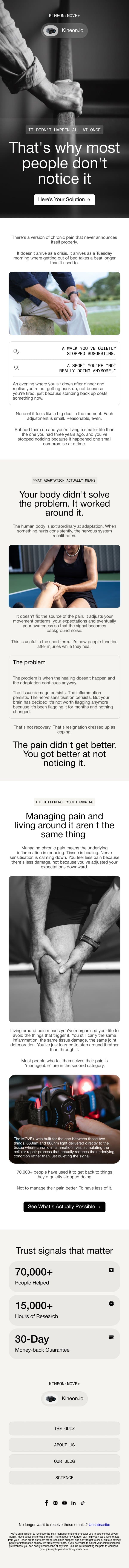 The pain you've accepted isn't something you have to keep email from Kineon screenshot