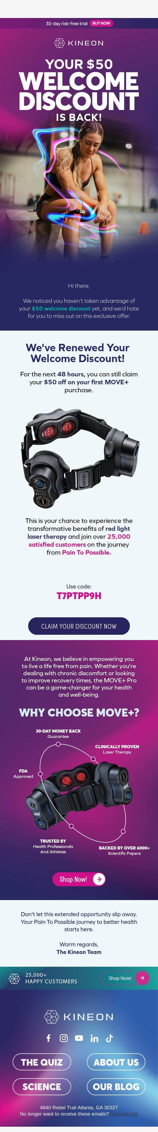 Discount Renewal email from Kineon screenshot