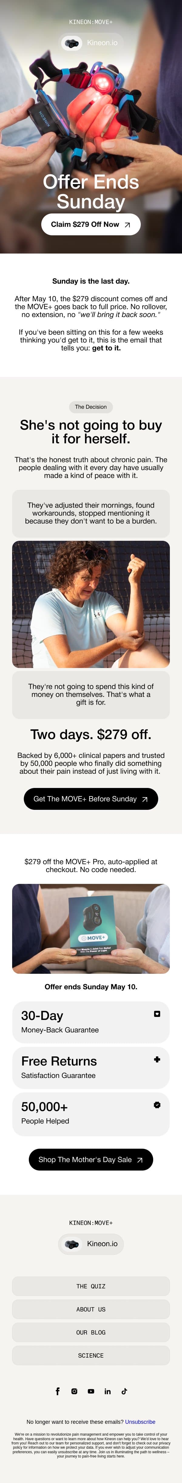 She won't buy this for herself! email from Kineon screenshot
