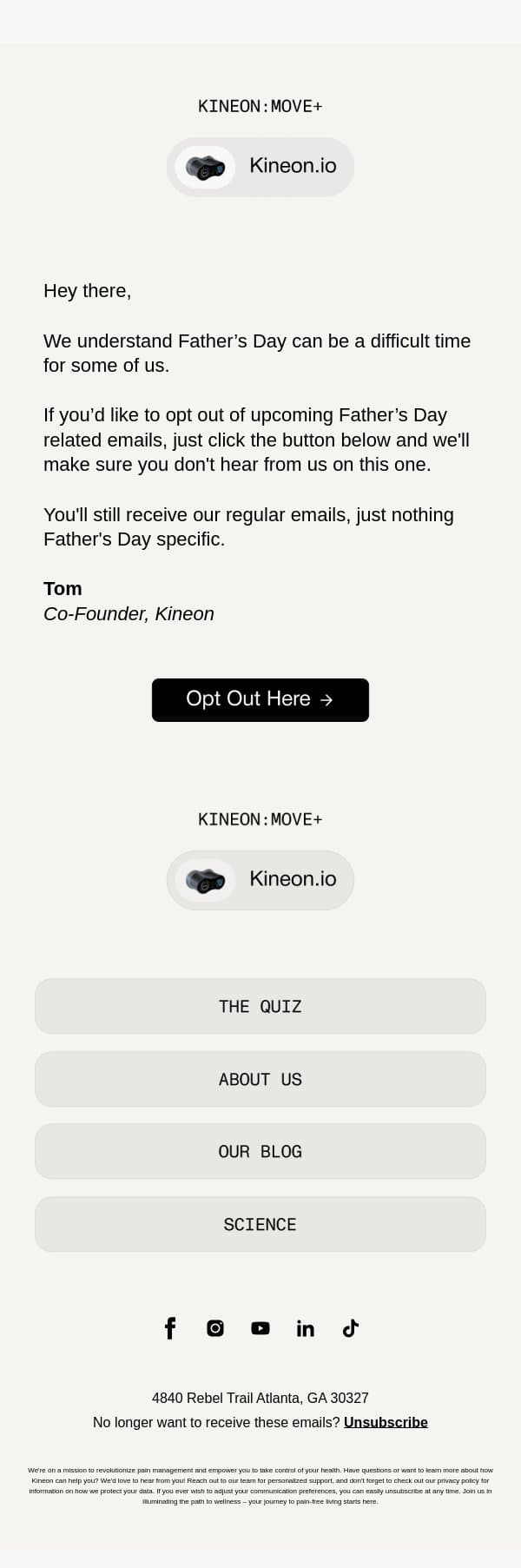 Father's Day is coming email from Kineon screenshot