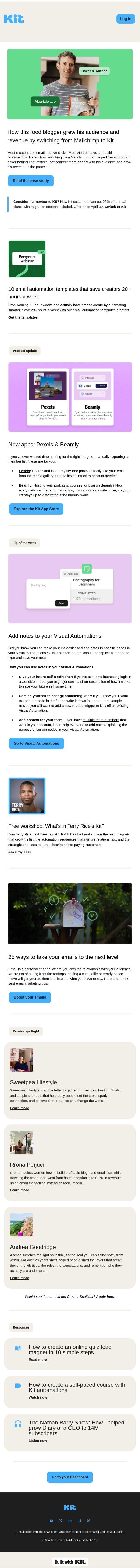 10 email automation templates to save you 20+ hours a week email from Kit screenshot
