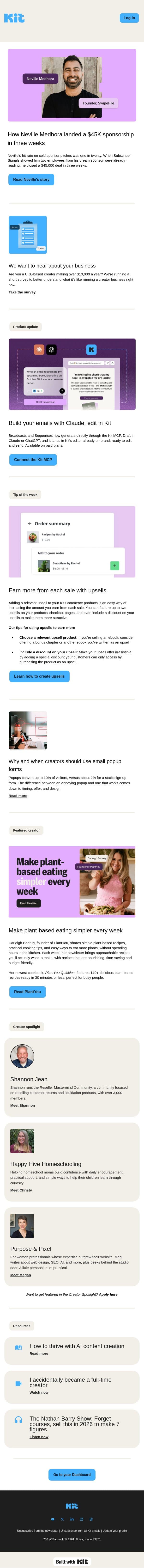 How this creator landed a $45K sponsorship in three weeks email from Kit screenshot