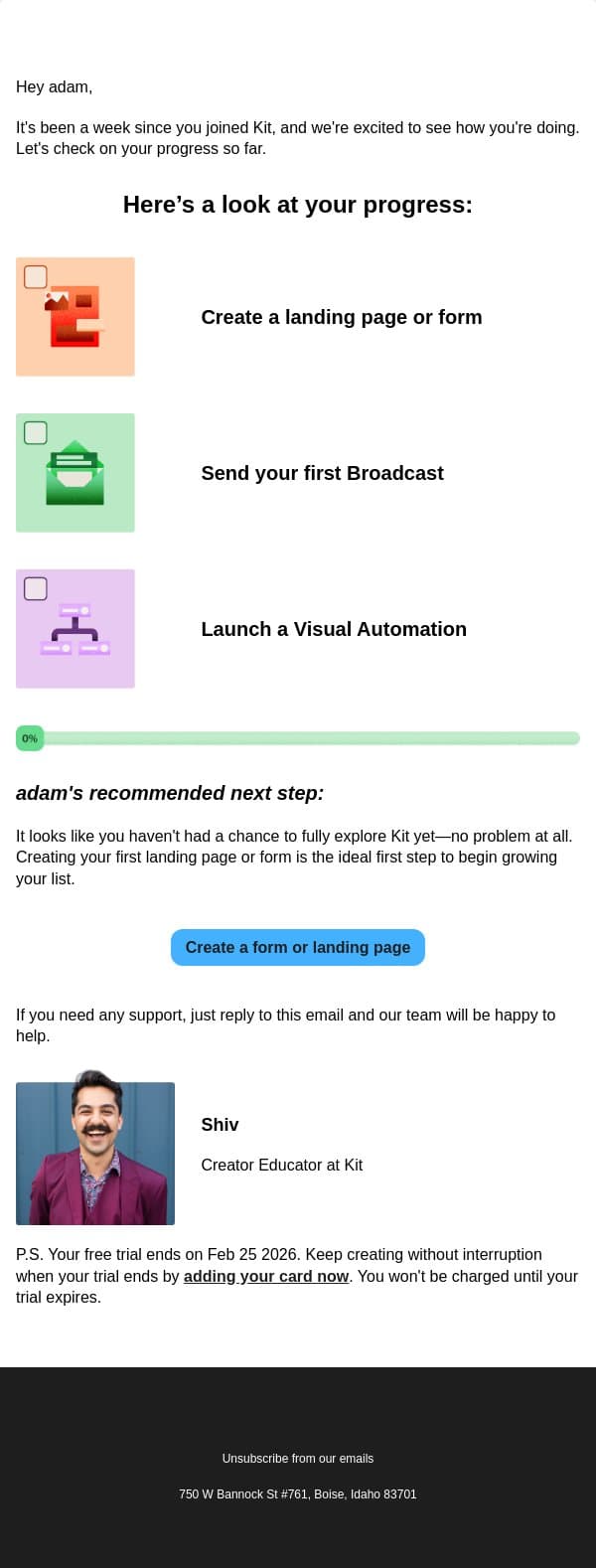 📬 See what you've accomplished on Kit email from Kit screenshot