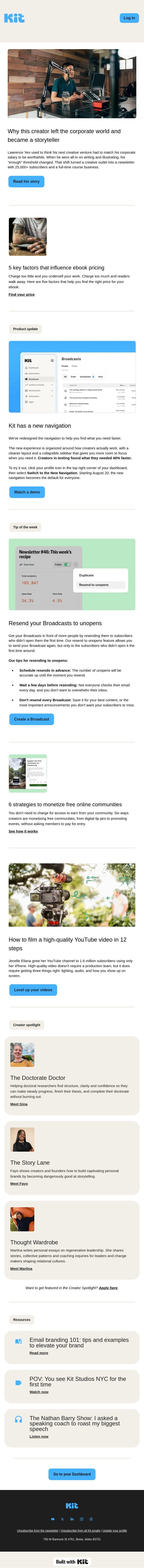 5 key factors that influence ebook pricing email from Kit screenshot
