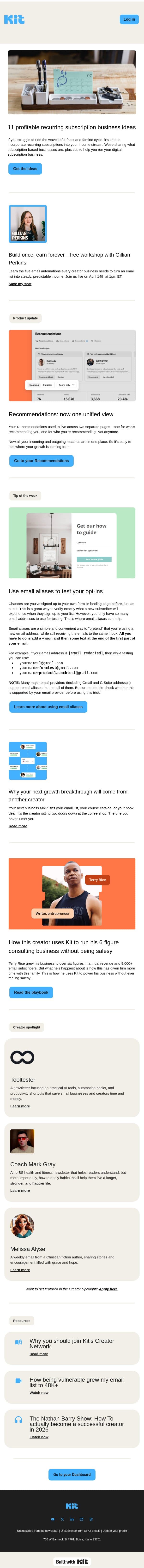 How this creator runs his 6-figure consulting business without being salesy email from Kit screenshot