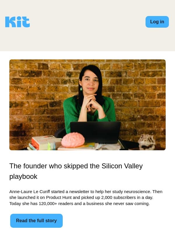 Be the first to try the new landing page editor email from Kit