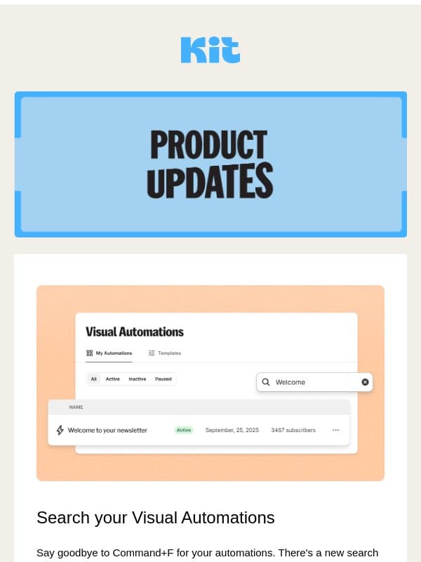 Kit Product Updates: March 2026 email from Kit