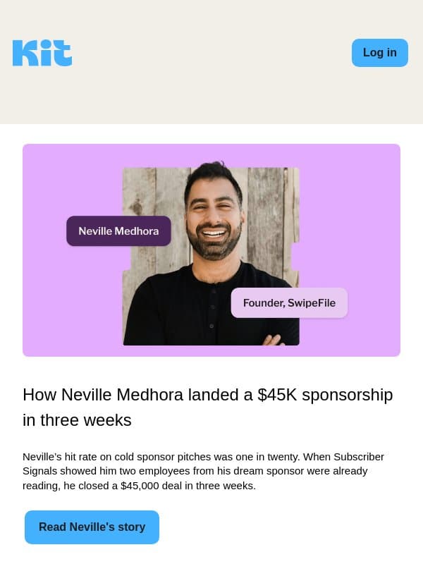 How this creator landed a $45K sponsorship in three weeks email from Kit