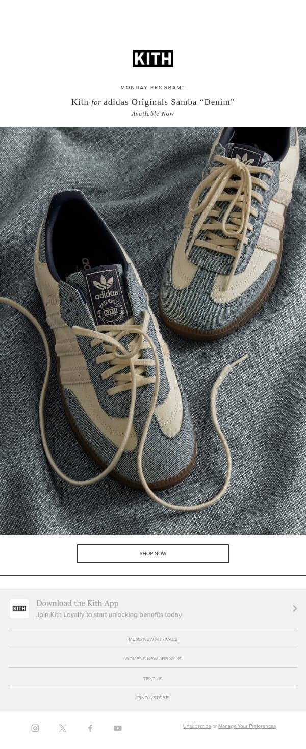 Monday Program™ email from Kith screenshot