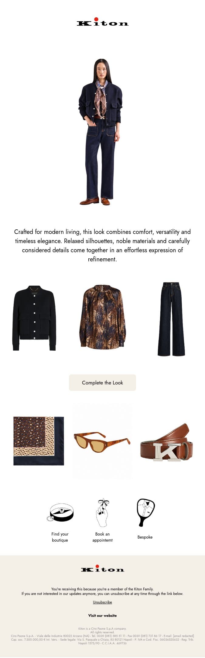 The Art of Casual Elegance email from Kiton screenshot