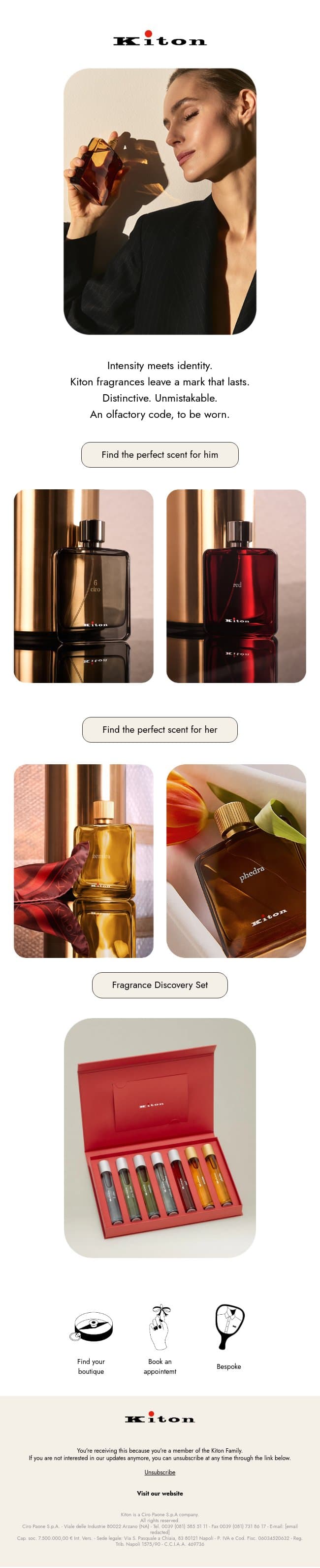 The Essence of Elegance email from Kiton screenshot