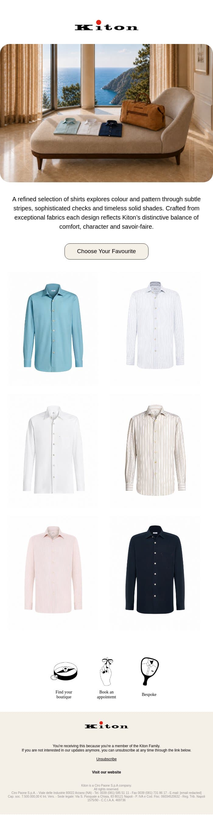 The Shirt email from Kiton screenshot