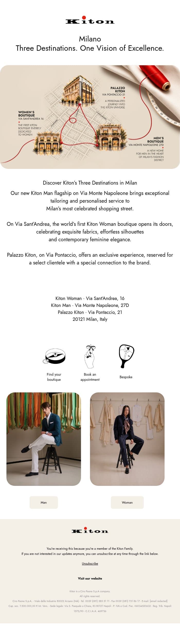 Kiton Opens a New Chapter in Milan email from Kiton screenshot