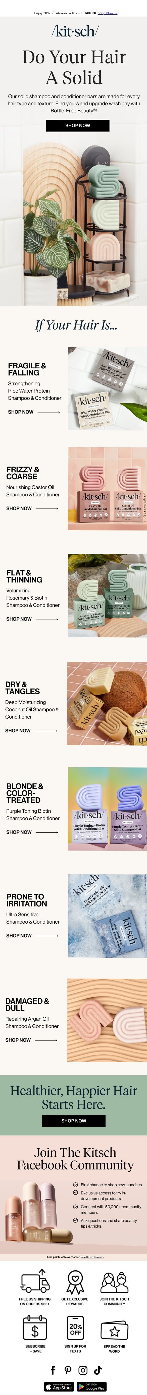 What’s Your Hair Type? email from Kitsch screenshot