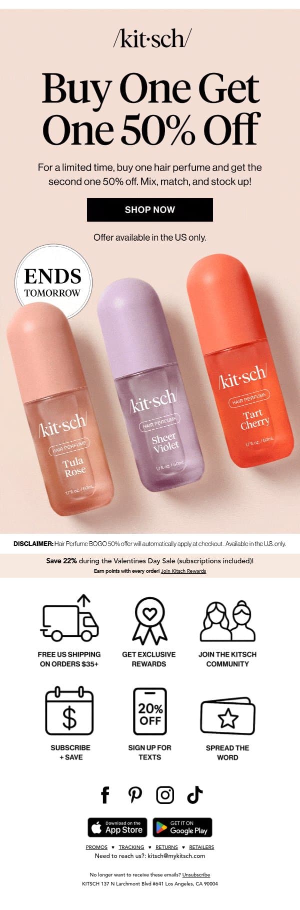 Flash Sale! Hair Perfume BOGO 50% Off ✨ email from Kitsch screenshot