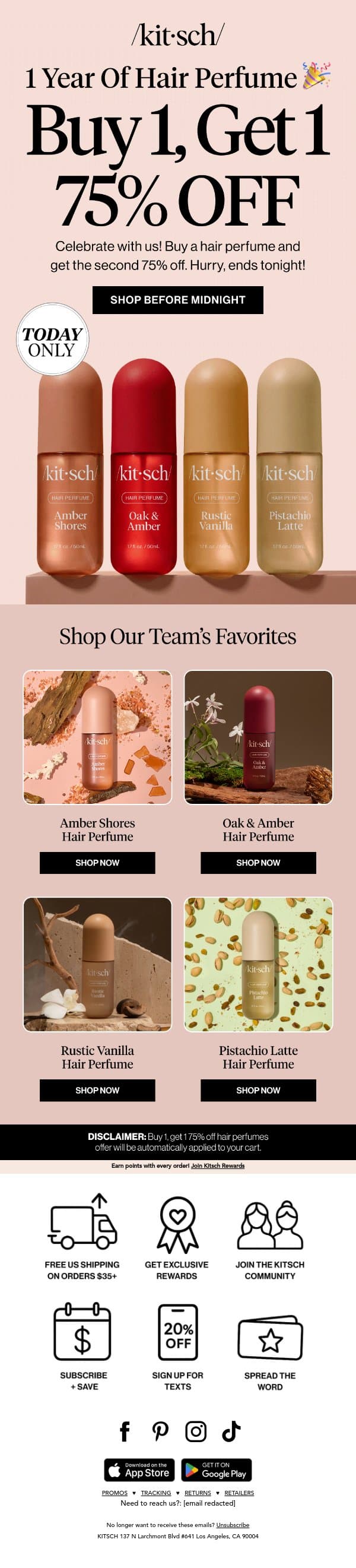 FLASH SALE: BOGO 75% OFF Hair Perfumes 💖 email from Kitsch screenshot