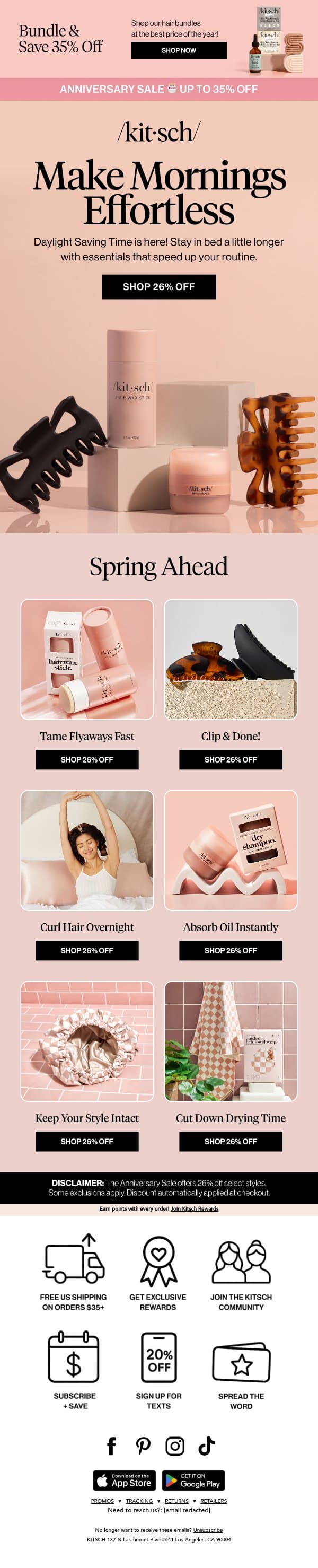 Speed Up Your Morning Routine ⏳ email from Kitsch screenshot