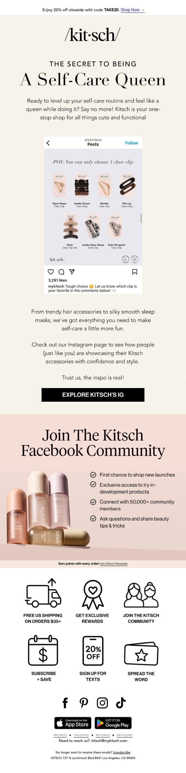 Looking For Some Inspo? email from Kitsch screenshot