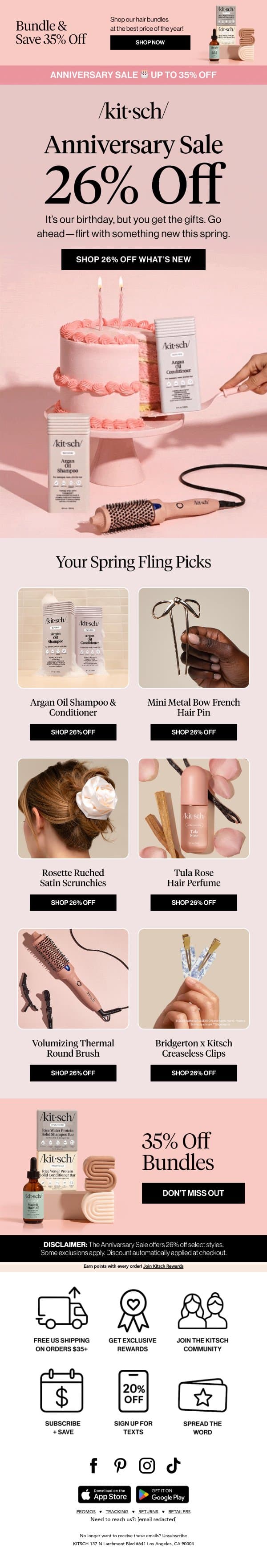 Go on… have a spring fling 🌸 email from Kitsch screenshot