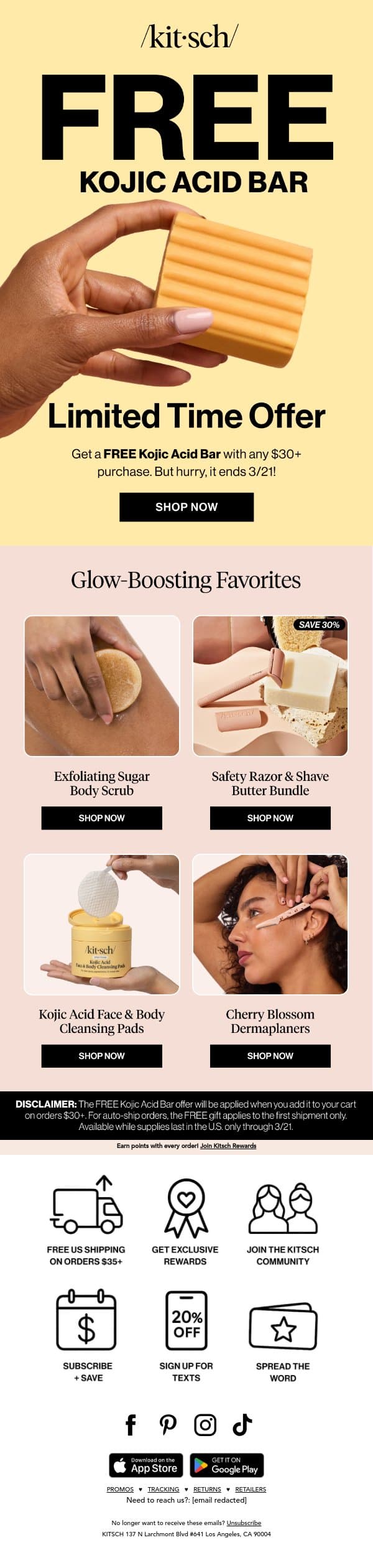 A FREE Glow-Up for Spring ✨ email from Kitsch screenshot