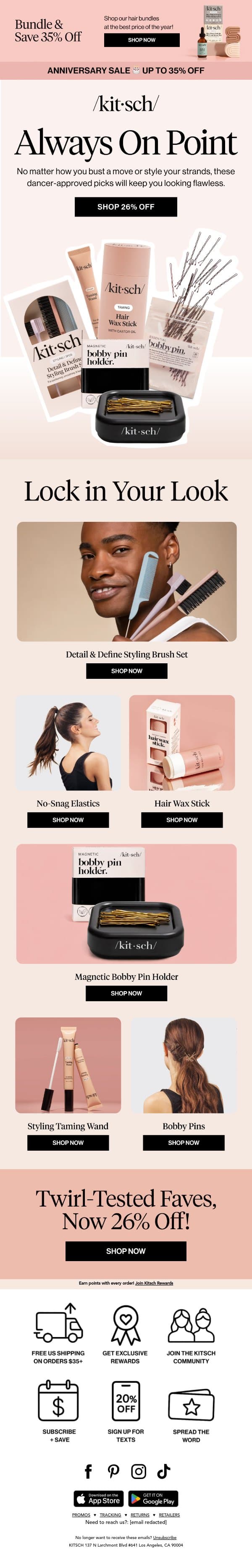 26% Off Dancer-Tested, Everyday-Approved 🩰 email from Kitsch screenshot