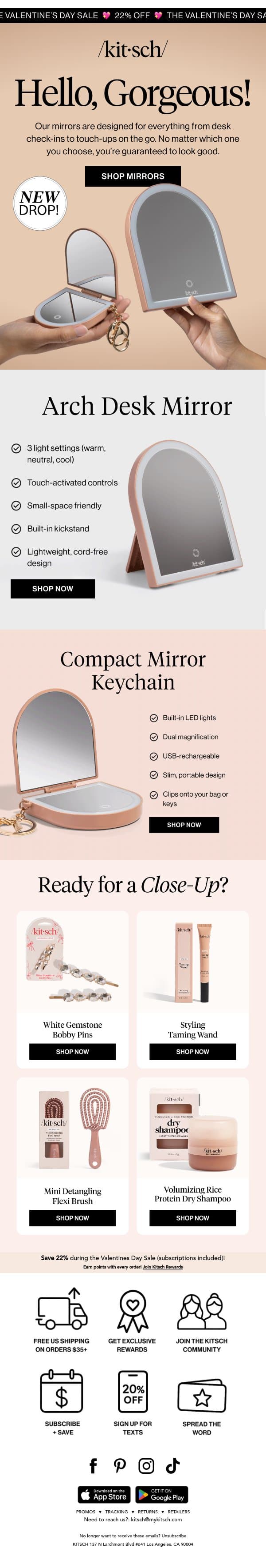 Have You Met Our NEW Mirror Collection?🪞 email from Kitsch screenshot