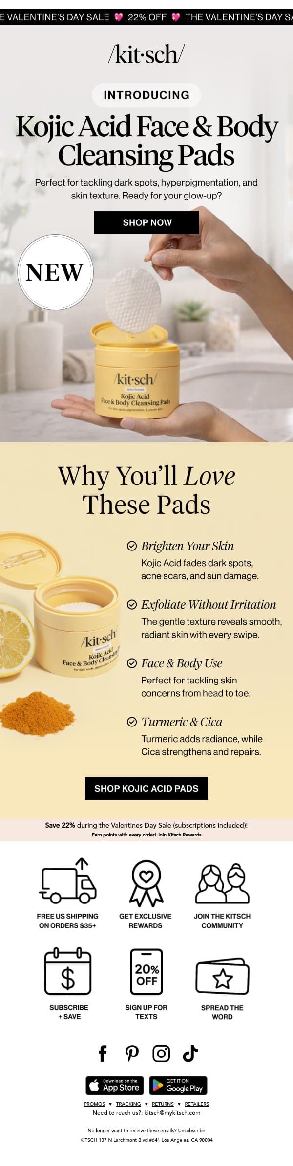 NEW Kojic Acid Pads 🌟 email from Kitsch screenshot