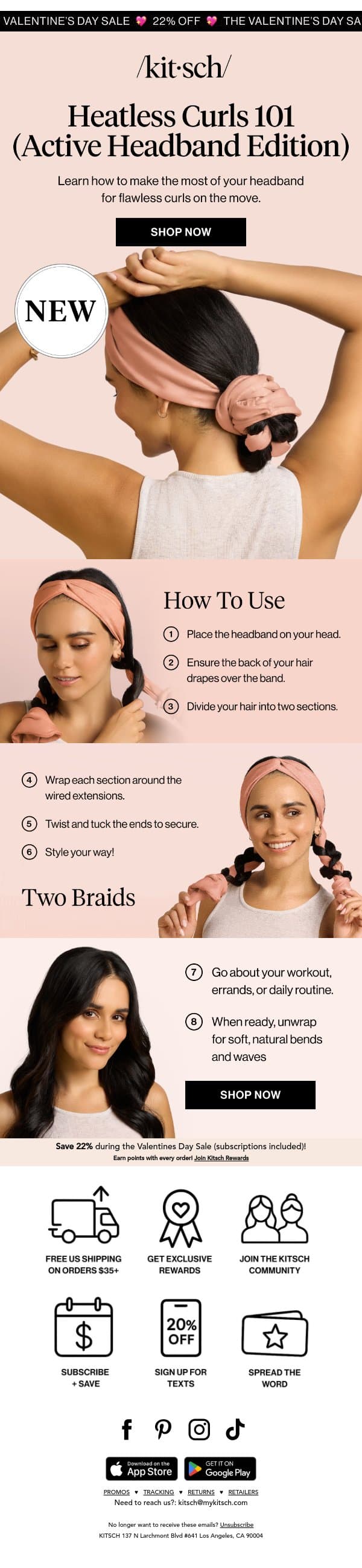 The best way to style curls ON-THE-GO 🏃 email from Kitsch screenshot