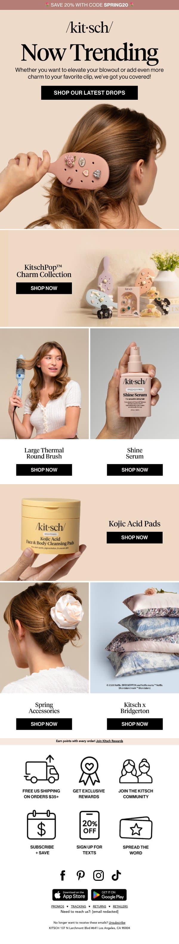So. Much. Newness. 👀 (And 20% Off)! email from Kitsch screenshot