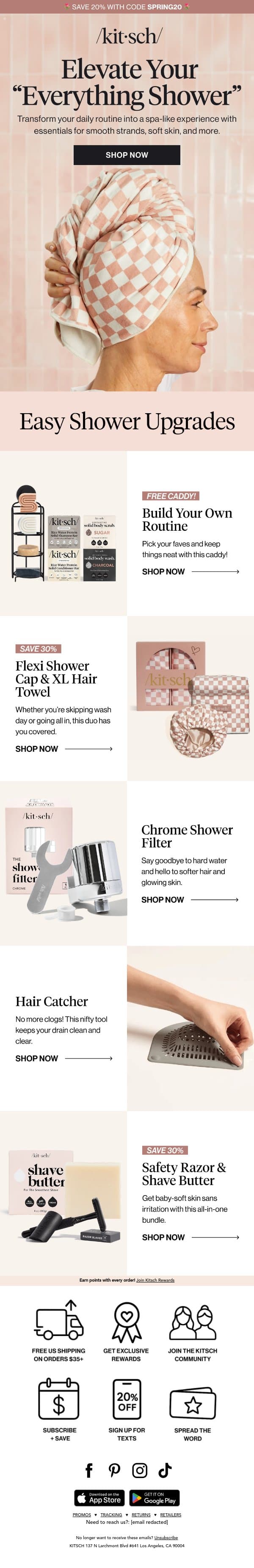 Upgrade Your Shower & Save Up to 30% Off 🚿 email from Kitsch screenshot