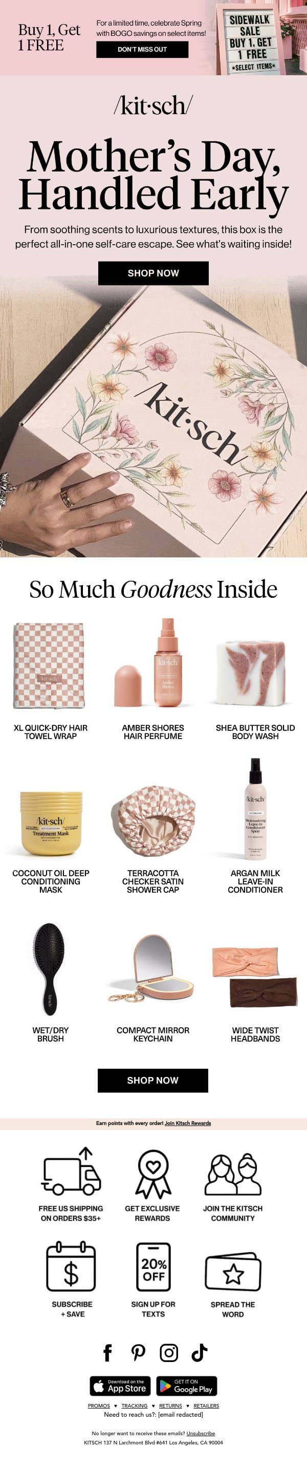 Get Ahead of Mother’s Day 💐 email from Kitsch screenshot