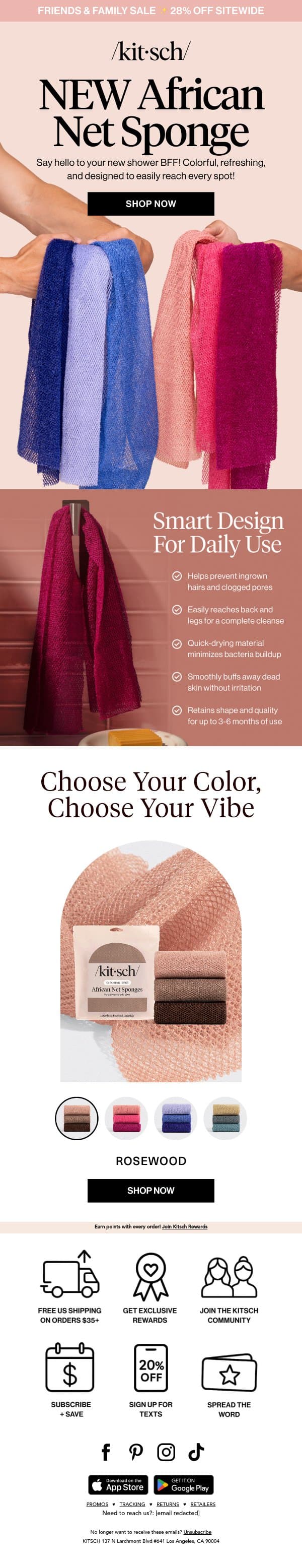 Meet our NEW African Net Sponge! 🧖‍♀️ email from Kitsch screenshot