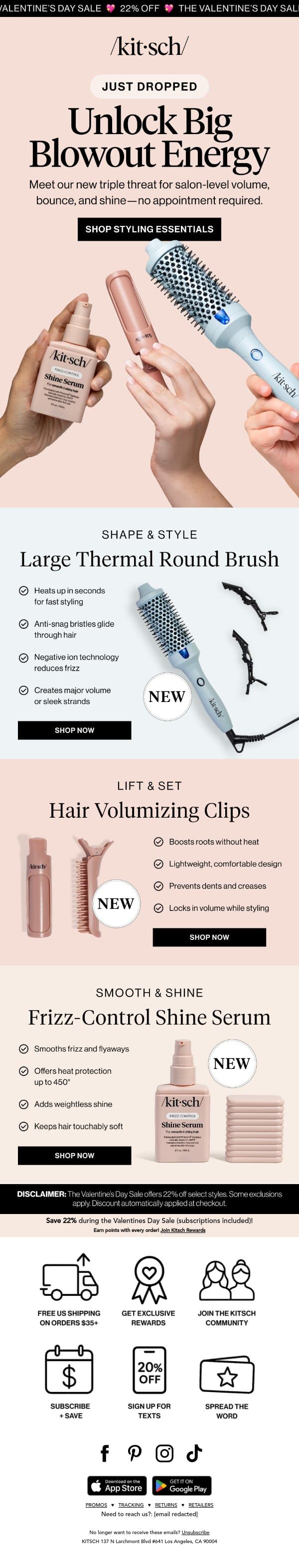 NEW Essentials for Big, Glossy Hair 💁‍♀️ email from Kitsch screenshot