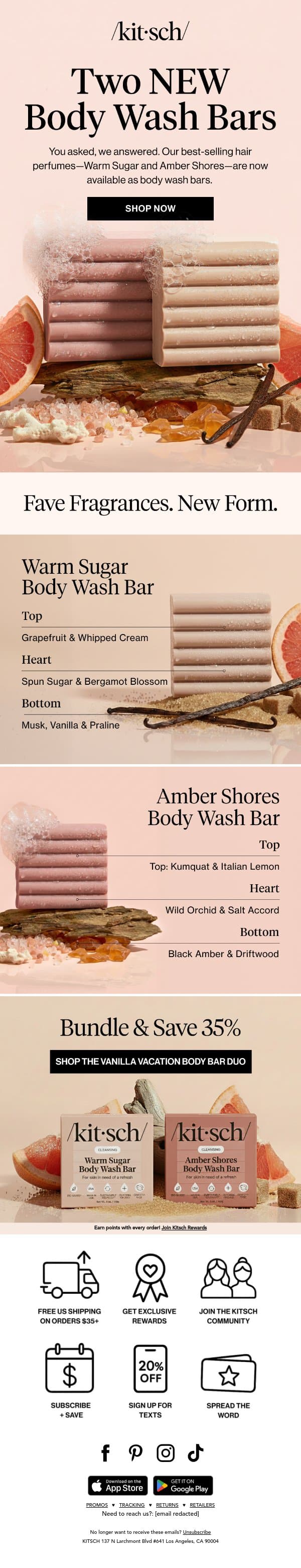 Sweet or Beachy? Our NEW Bars do both! 🍰🐚 email from Kitsch screenshot