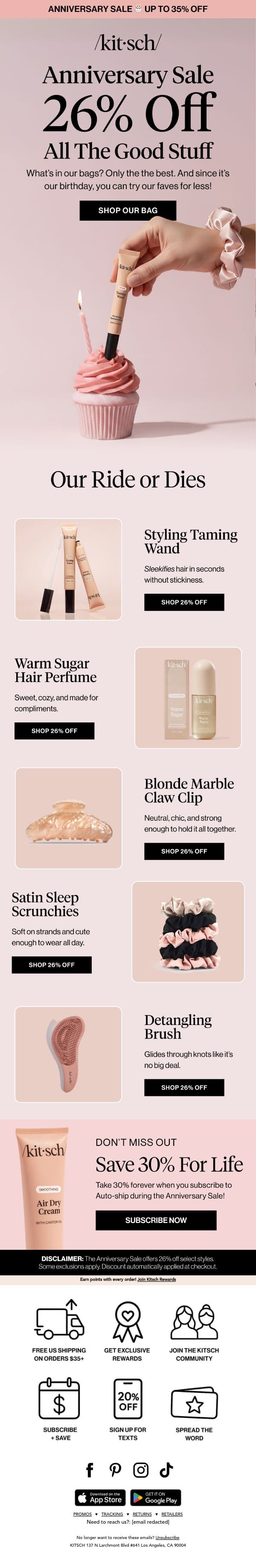 👛 Peek Inside Our Bag: 26% OFF Essentials email from Kitsch screenshot