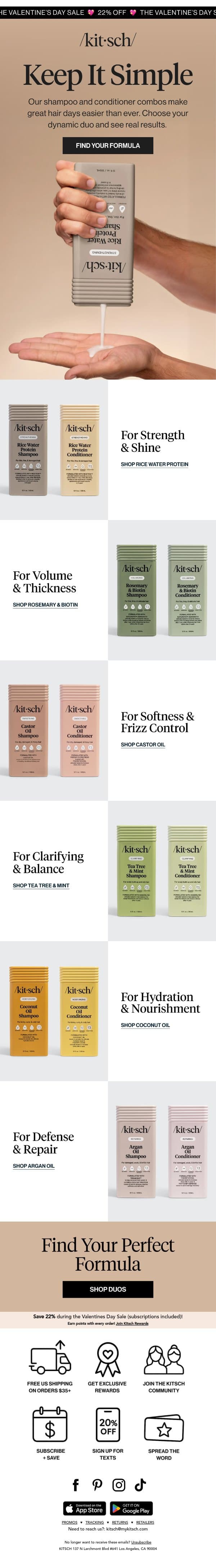 Your Hair Goals, Simplified 💁‍♀️ (And 22% Off)! email from Kitsch screenshot