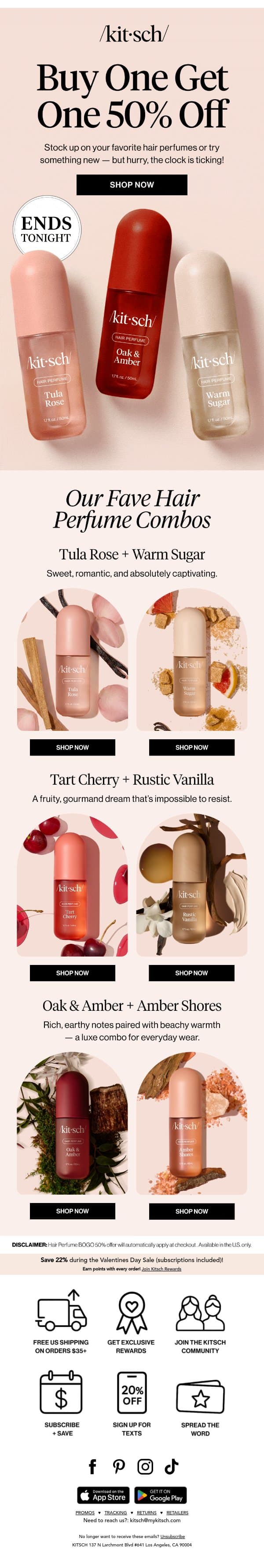 Hurry, BOGO 50% Off Ends Tonight! ⏳ email from Kitsch screenshot