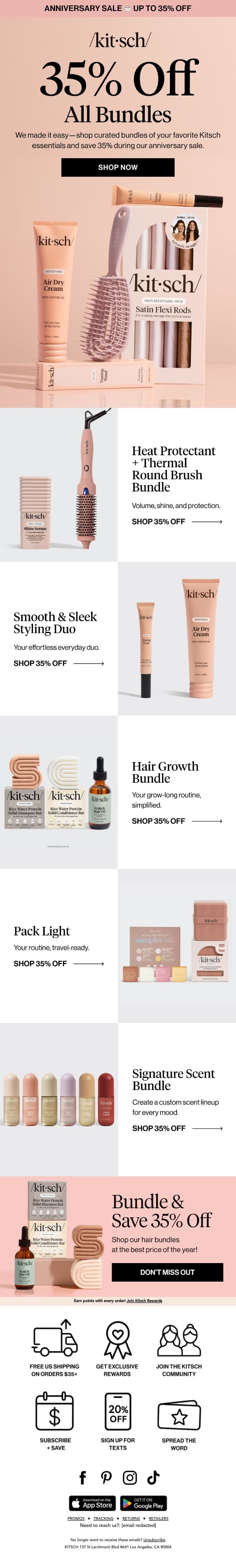 Price Drop: Bundles Now 35% Off 🛍️ email from Kitsch screenshot