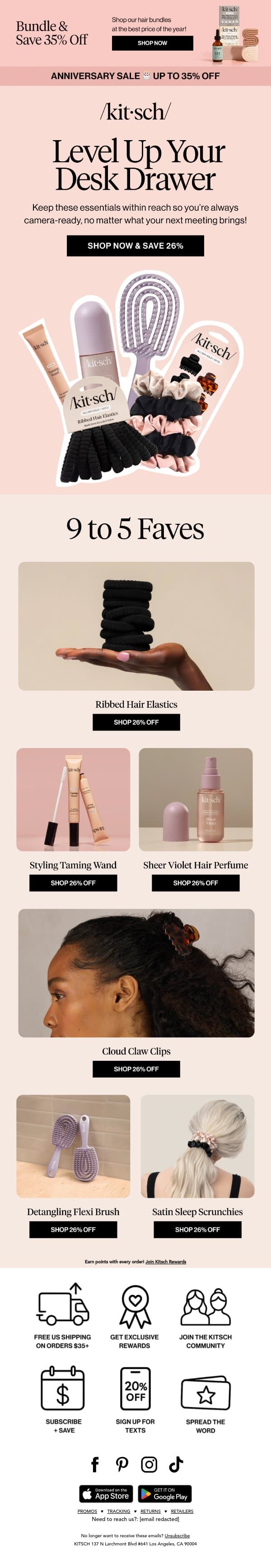 These Desk Essentials Work Overtime 🤓 email from Kitsch screenshot